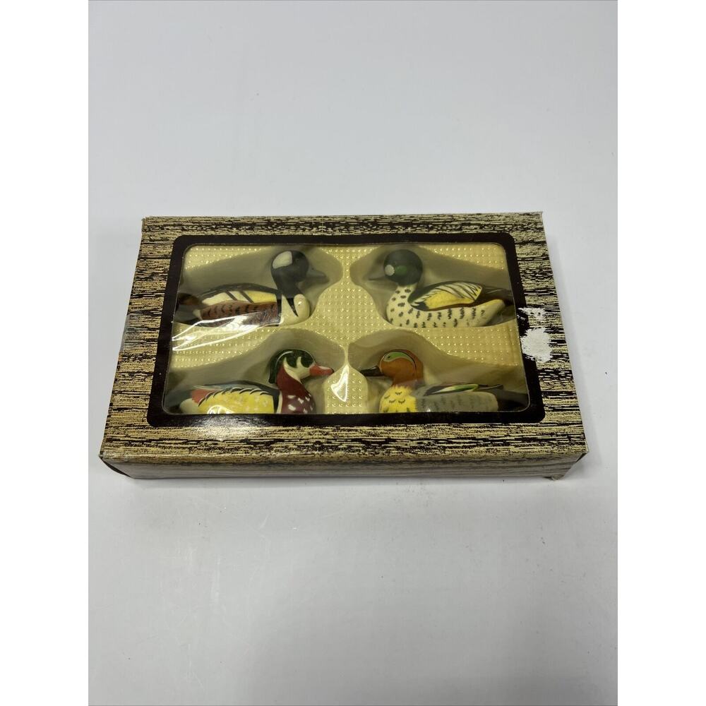 Ceramic Duck Decoy Figures Lot of 4 1.75 Inch Tall